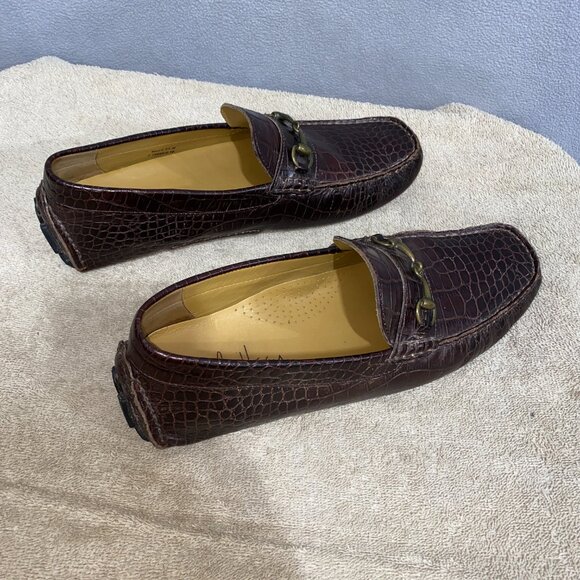 Cole Haan Men’s Brown Croc Embossed Leather Bit Loafers Size 9.5 M Dress Shoes main image 7
